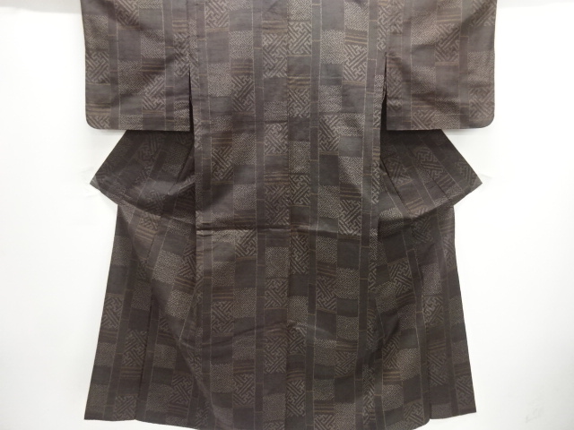 JAPANESE KIMONO / ANTIQUE HITOE KIMONO / SILK / TOKAMACHI TSUMUGI / ABSTRACT